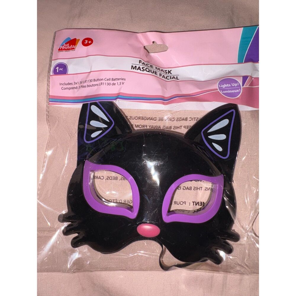 Just Pretending Light-Up Black Cat Face Mask